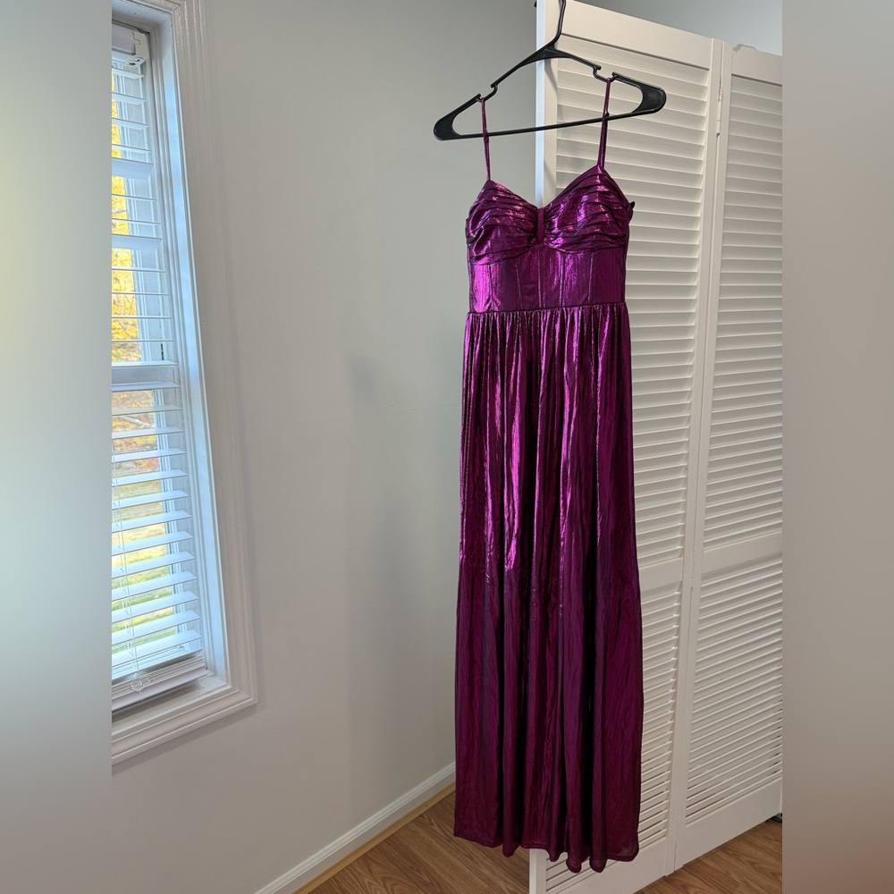 Macy's Shiny Purple Maxi Dress